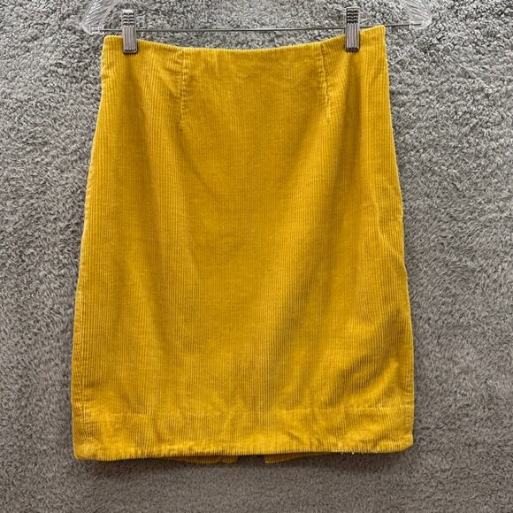 Anthropologie Maeve‎ Size 0 Yellow Corduroy Pencil Skirt Lined Casual - Picture 2 of 5